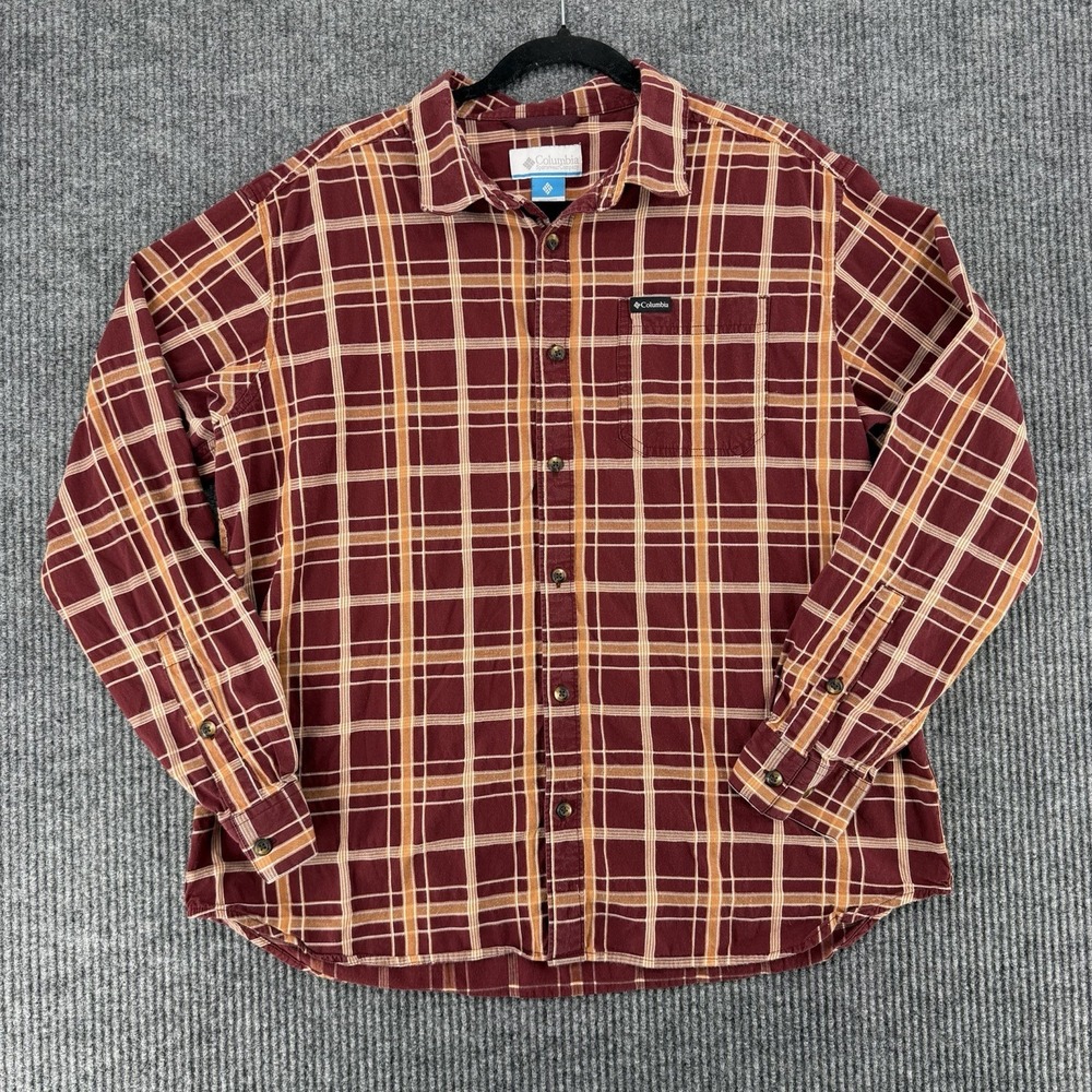 Columbia Flannel Shirt XL Red Plaid‎ Outdoor GORP Workwear Hiking